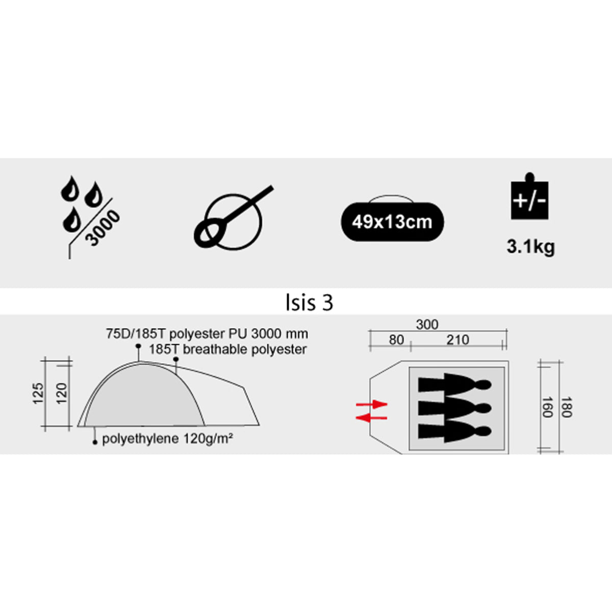 Isis 3 – 3 person dome tent