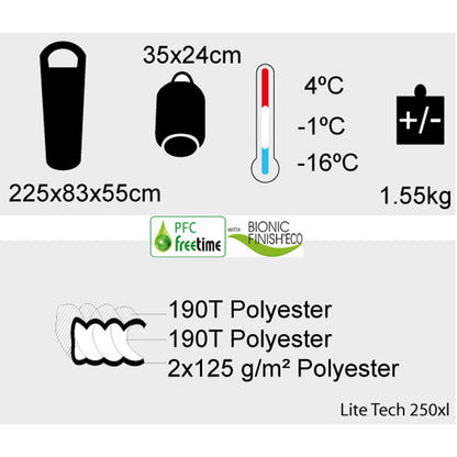 LiteTech 250XL – Multi-season XL sleeping bag